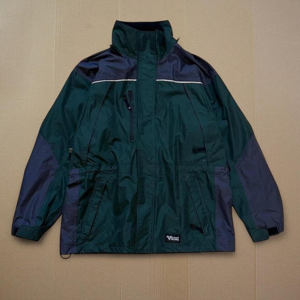 Viking Tempest II Coat Men Sz L Green Waterproof Rip Stop Anorak Jacket Hood